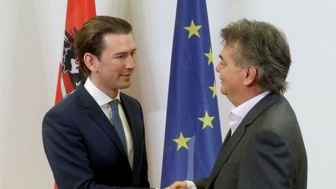 Sebastian Kurz (33), som leder det konservative ÖVP, og De grønnes partileder Werner Kogler (58), møttes onsdag til et siste forhandlingsmøte. Sebastian Kurz (33) blir sannsynligvis Østerrikes statsminister igjen.
