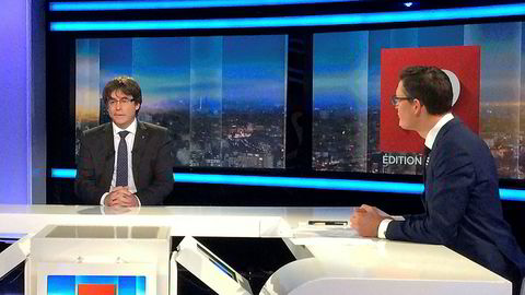 Carles Puigdemont da han ble intervjuet på den belgiske tv-kanalen RTBF fredag.