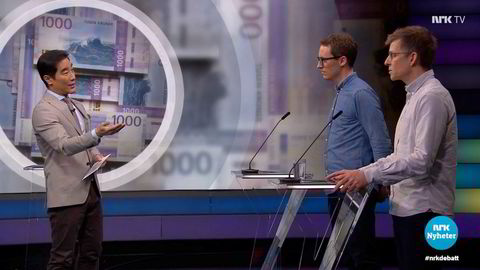 Tv-programmet NRK «Debatten» 19. januar illustrerer mangelen på et helhetlig rammeverk for den norske inflasjonsdebatten, skriver Marcus Hagedorn. Fredrik Solvang (til venstre), Martin B. Holm og Torfinn Harding.