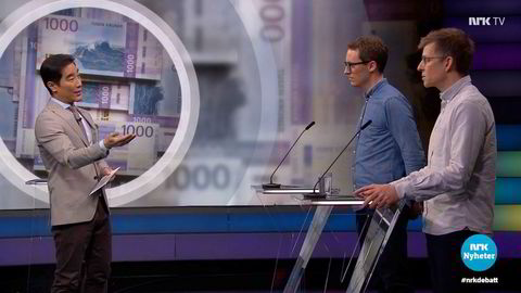 Tv-programmet NRK «Debatten» 19. januar illustrerer mangelen på et helhetlig rammeverk for den norske inflasjonsdebatten, skriver Marcus Hagedorn. Fredrik Solvang (til venstre), Martin B. Holm og Torfinn Harding.
