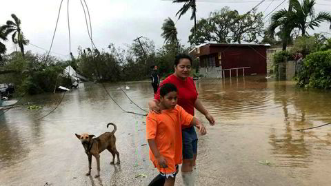 Ødeleggelsene er store i øystaten Tonga etter orkanen Gita, her fra hovedstaden Nukualofa.