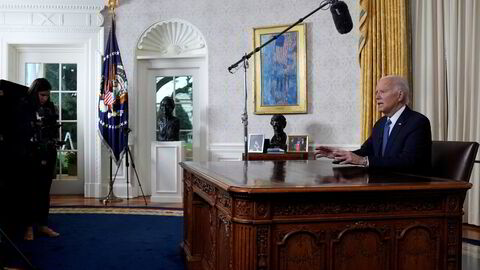USAs president holdt en kort tale til det amerikanske folk fra Det ovale kontor i Det hvite hus onsdag kveld.
