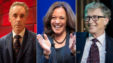 På vei til bokhyllen: Jordan Peterson (fra venstre), Kamala Harris og Bill Gates.