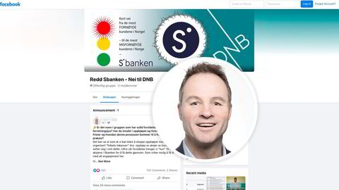 Sbanken får støtte til å forbli en selvstendig bank av en aksjonsgruppe på Facebook, der Christian Jahr (innfelt) er initiativtager.