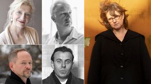 Elizabeth Strout (med klokken fra venstre), Antonin Scurati, Solvej Balle, Louis-Ferdinand Céline og Lars Ramslie står for noen av vårens beste bøker.