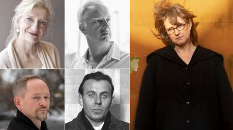Elizabeth Strout (med klokken fra venstre), Antonin Scurati, Solvej Balle, Louis-Ferdinand Céline og Lars Ramslie står for noen av vårens beste bøker.