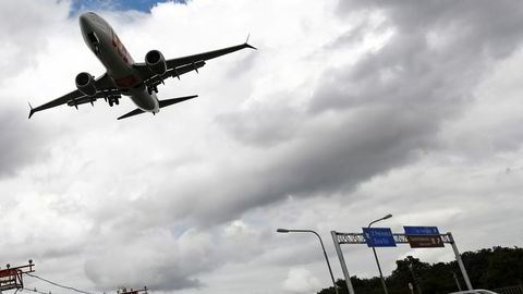 Et Boeing 737 Max-fly fra det brasilianske flyselskapet Gol Linhas Aéreas går inn for landing på Salgado Filho-flyplassen i Porto Alegre i Brasil 9. desember i år.