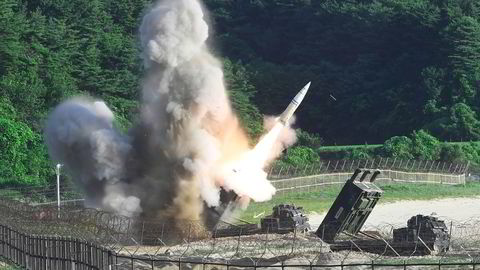 På Ukrainask ønskeliste: Langtrekkende missiler av typen MGM-140, her i fyrt av under en øvelse i Sør-Korea.
