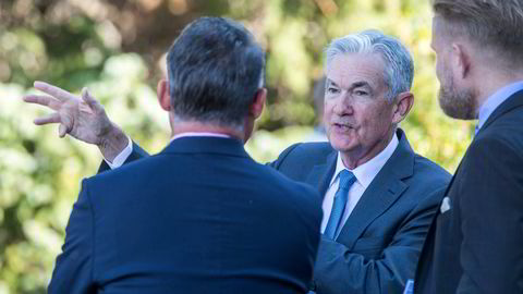 Fed-sjef Jerome Powell hever renten igjen. Her på sentralbanksjeftoppmøtet i Jackson Hole for noen uker siden.