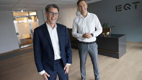 Nils Petter Nygaard (til venstre) investeringsdirektør i EQT og Magnus Tornling norgessjef i EQT.