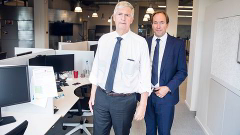 Finansdirektør Pål Elstad (til høyre) og konsernsjef Svenn-Tore Larsen i Nordic Semiconductor.