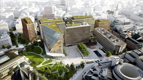Oversiktsbilde av det nye regjeringskvartalet, som er et av Statsbyggs byggeprosjekter.