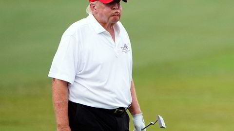 Donald Trump på golfbanen sist uke.