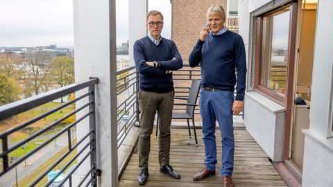 Investor Kristian Adolfsen (fra venstre) er blitt partner med Espen Høiby i AAP Aviation, tidligere OSM Aviation. De tror på en rekyl i etterspørselen etter crew på vei ut av korona.