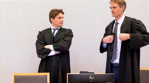 På dag 33 av 68 tilsto to av fire i Nordic Securities-saken. De to forsvares av advokat og partner Pål Sverre Hernæs (til venstre) i advokatfirmaet Hjort og advokat Mikkel Toft Gimse i Hjort.