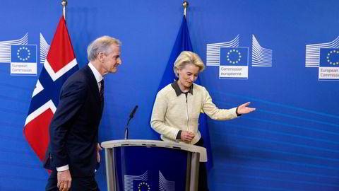 Vellykket gjennomføring av EUs grønne giv vil legge press på andre land, som Norge, skriver Edgar Hertwich. EU-president Ursula van der Leyen viser statsminister Jonas Gahr Støre vei i Brussel i 2022.