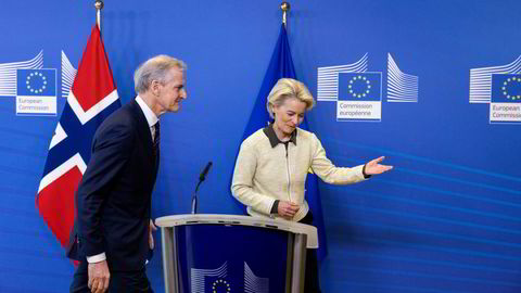 Vellykket gjennomføring av EUs grønne giv vil legge press på andre land, som Norge, skriver Edgar Hertwich. EU-president Ursula van der Leyen viser statsminister Jonas Gahr Støre vei i Brussel i 2022.