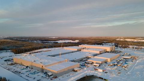 Northvolts gigantiske batterifabrikk i Skellefteå i Nord-Sverige, her under bygging.