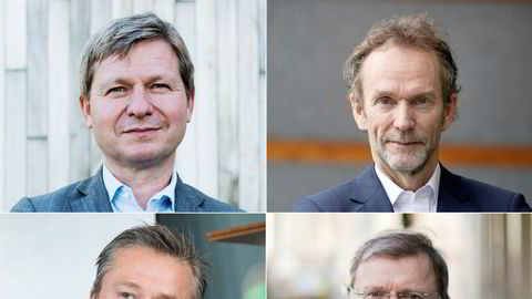 Profiler som (fra venstre øverst) kredittanalytiker Pål Ringholm, sjeføkonom Harald Magnus Andreassen, corporatesjef Ove Gusevik og sjefstrateg Peter Hermanrud gikk ut døren etter at bonusene var utbetalt, og startet hos konkurrenten Sparebank 1 Markets