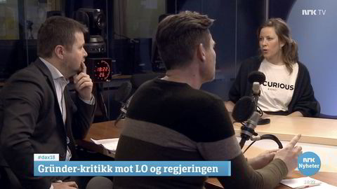 Gründer Merete Nygaards innlegg i DN onsdag ble fulgt opp av debatt i NRK «Dagsnytt 18» med Nygaard, LOs sjeføkonom Roger Bjørnstad (i midten) og Senterpartiets Geir Pollestad.