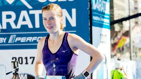 Hilde Aders vant Oslo maraton i 2017. – Jeg tar bilde av pulsklokken hvis det har gått skikkelig bra, sier hun.