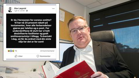 – Ja, det var jo en spøk. De fleste syntes det var morsomt, sier advokat Olav Lægreid om Facebook-oppdateringen om advokatfirmaets testament-kampanje.