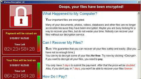 Slik opplevde mange verden rundt konskevensen av WannaCry-viruset. Bildet viser en skjermdump utført av antivirusselskapet Symantec.