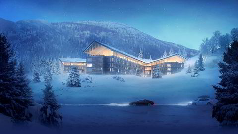 Slik blir Buchardts nye hotell- og leilighetsanlegg i Tottenskogen i Hemsedal. Det får to fløyer med hotellrom og to med leiligheter.