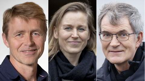 Skeptiske til nytt forslag om skatteincentiver til oljebransjen: fra venstre Knut Einar Rosendahl, Professor NMBU, Katinka Holtsmark, Postdoktor ved Økonomisk institutt, UiO, og Petter Osmundsen, professor ved Universitetet i Stavanger.
