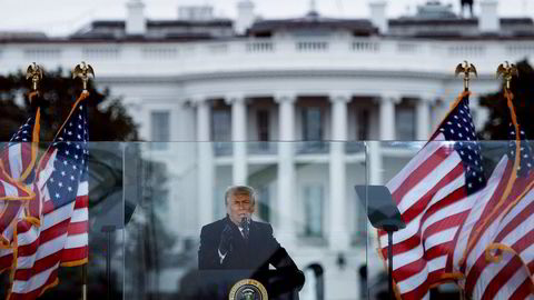 President Donald Trump taler 6. januar 2021 før stormingen av kongressen.
