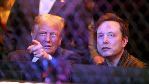 Donald Trump og Elon Musk på helgens UFC-arrangement.