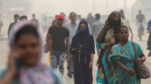 Deler av India, Pakistan og Bangladesh opplever en giftig luftforurensning. Her fra New Delhi på onsdag.