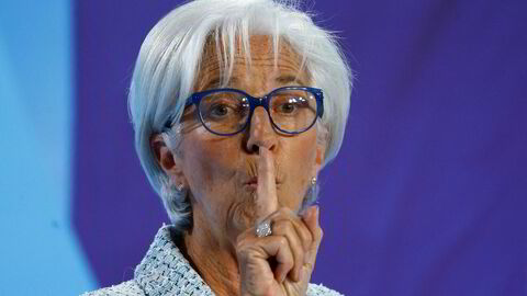 ECB-sjef Christine Lagarde på torsdagens pressekonferanse etter at sentralbanken kuttet renten.