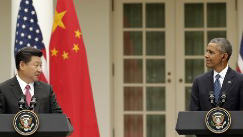 Her er USAs president Barack Obama og Kinas president Xi Jinping på en pressekonferanse tidligere i høst. Foto: