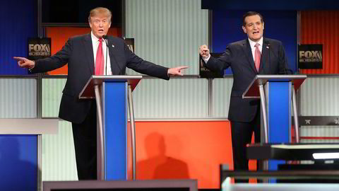 Donald Trump og Ted Cruz er presidentkandidater for samme parti, men er ikke enige om mye. Nå er heller ikke meningsmålingene enige om hvem av dem som leder i nominasjonskampen. Foto: Scott Olseon/Getty Images/Afp/NTB scanpix
