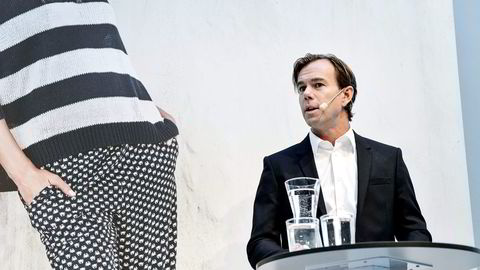 H&Ms administrerende direktør Karl-Johan Persson under pressekonferansen  H&M holdt onsdag. Foto: Anders Wiklund, AFP/NTB Scanpix