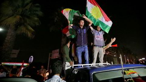 Det kurdiske flagget vaiet høyt i Erbil etter folkeavstemningen der de aller fleste stemte for kurdisk uavhengighet.