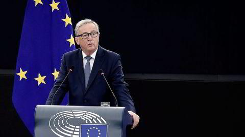 For første gang etter Storbritannias avstemming for å forlate EU, holdt Europakommisjonens president Jean-Claude Juncker tale om «unionens tilstand» onsdag. Foto: Frederick Florin/AFP/NTB Scanpix