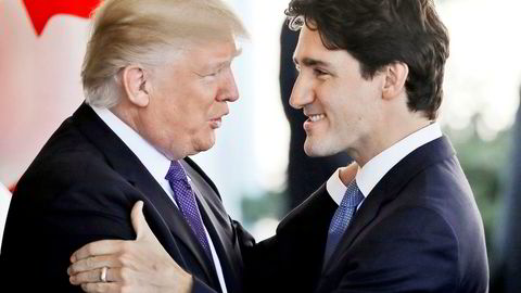 Stemningen var bedre da Donald Trump og Canadas statsminister Justin Trudeau møttes i Det hvite hus i februar.
