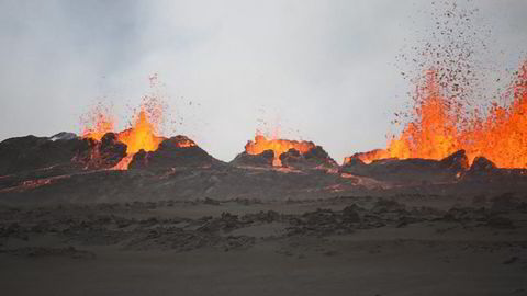 Vulkanutbrudd på island søndag. Foto: ARMANN HOSKULDSSON / AFP PHOTO / NTB Scanpix