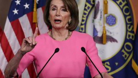Nancy Pelosi på den ukentlige pressekonferansen på Capitol Hill i Washington torsdag.