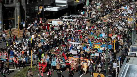 Over 40.000 demonstrerte for klimaet i New Zealands hovedstad Wellington fredag.