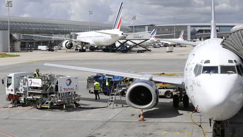 STREIKER PÅ ANDRE UKEN. Air France-fly ved gate på Roissy-Charles-de-Gaulle Airport. Foto: Afp/ KENZO TRIBOUILLARD