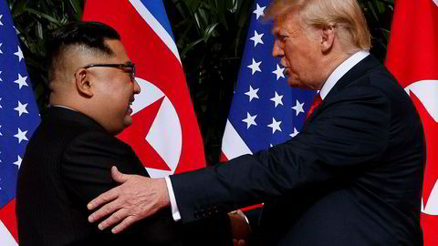 USAs president Donald Trump og Nord-Koreas leder Kim Jong-un under toppmøtet i Singapore 12. juni.