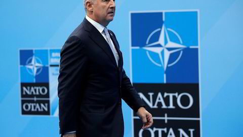 Tross det angivelige kuppforsøket i 2016 ble Montenegro medlem av Nato i fjor. Milo Djukanovic, som i 2016 var statsminister, ble året etter valgt til president. Her er Djukanovic i NATO-hovedkvarteret i Brussel under alliansens toppmøte i midten av juli i år.