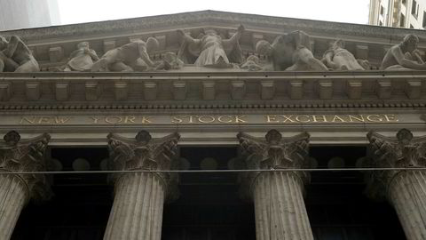 New York Stock Exchanges bygning på Wall Street på Manhattan i New York.