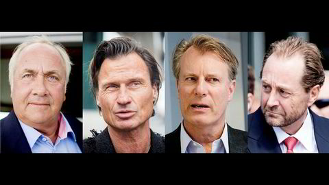 Cxense-aksjonærene har hatt en tøff reise på Oslo Børs. Torsdag kollapser aksjen fullstendig. Fra venstre Torstein Tvenge, Petter Stordalen, Johan H. Andresen og Kjell Inge Røkke.
