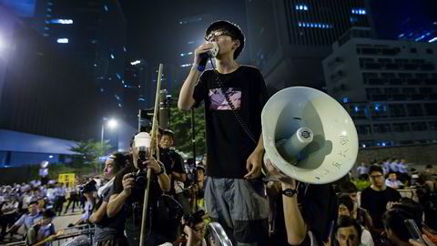 Joshua Wong under demonstrasjonene i 2014. Foto: REUTERS/Tyrone Siu