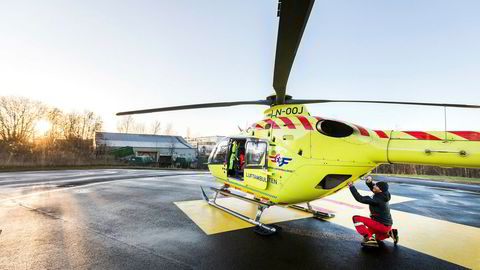 Luftambulanse-helikopter på oppdrag i Trondheim.