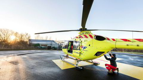 Luftambulanse-helikopter på oppdrag i Trondheim.